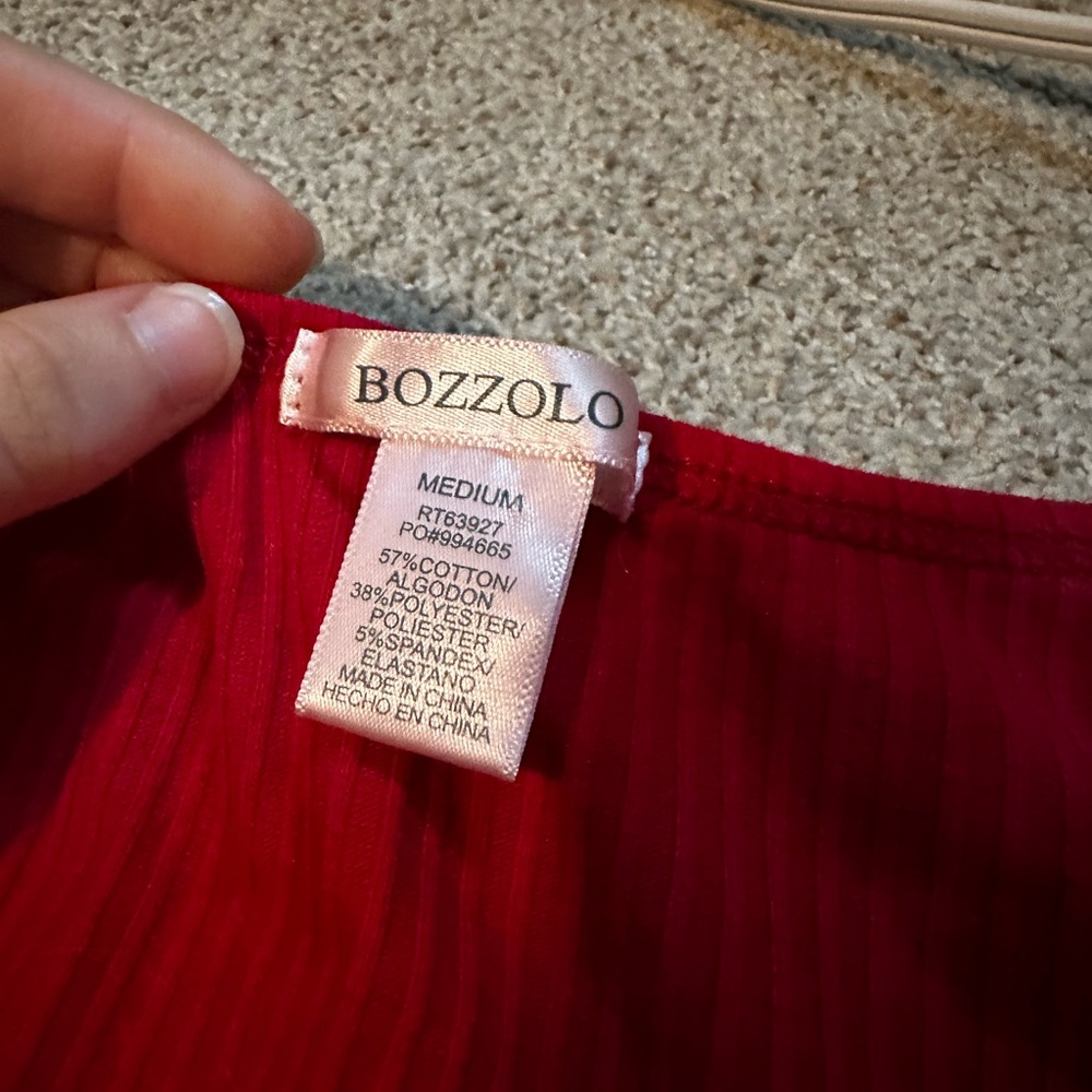 BOZZOLO | Red Ribbed Long Sleeve - Picture 3 of 4